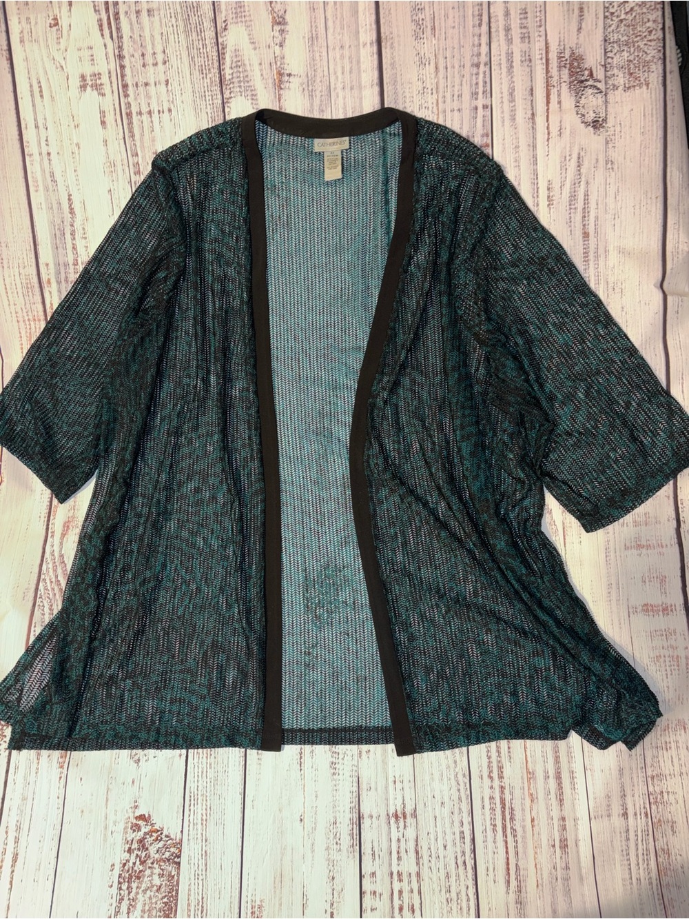 Catherine’s 4X Emerald Mesh Enchanting Open Cardigan Plus Size